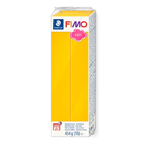 Staedtler Fimo 8021-16 Pasta modellabile in polimero indurente al forno, colore: giallo girasole (1 blocco da 454 g)