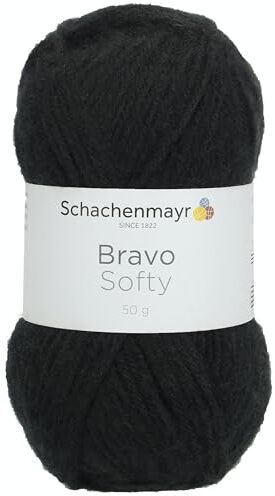 Schachenmayr Bravo Softy, 50G schwarz Filati Per Maglieria A Mano