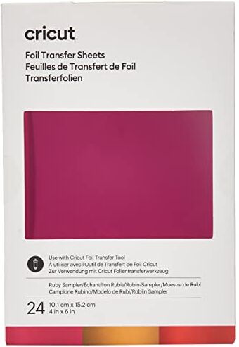 Cricut Foil Transfer Sheets Sampler Ruby ct Campione Fogli per Trasferimento Laminato, Rubino (24 Pezzi)