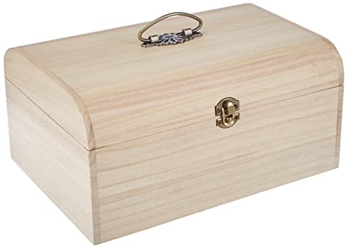 Rayher valigetta in legno con maniglia metallo antico, 29,5 x 20,5 x 14 cm, legno naturale, senza comparti interni, da decorare e colorare,