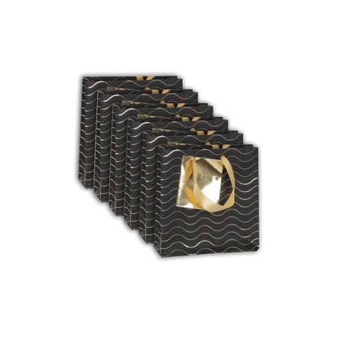 Clairefontaine Un set di 5 piccoli sacchetti regalo di alta qualità, formato tascabile, 12 x 4,5 x 13,5 cm, 170 g, motivo: tratti in oro su sfondo nero, ideale per: profumo, libro