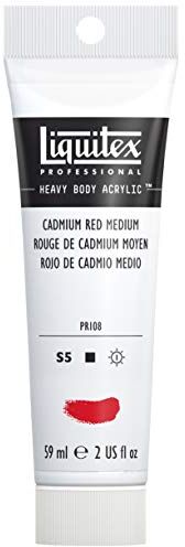 LIQUITEX Heavy Body Colore Acrilico Professionale Denso, ad Alta Viscosità, Rosso (Rosso Cadmio Medio), 59 ml