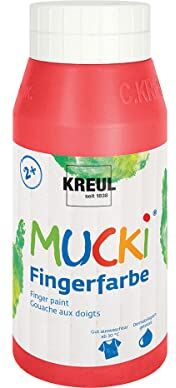 KREUL 23205-Vernice Luminosa Mucki, Rosso, parabeni, glutine, Senza lattosio e vegana, Lavabile, verniciabile con Pennello, Spugna, spatola e Dita, Colore Red, 750 ml, 23205