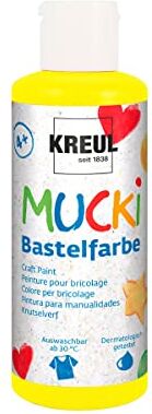 KREUL 24102-Mucki Artigianale Giallo, Pittura per Bambini a Base d'Acqua, Lavabile, verniciabile con Pennello e Spugna, Colore Yellow, 80 ml, 24102