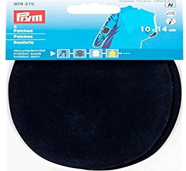 Prym -14 x 10 cm, Confezione da 2 Toppe in Finto Scamosciato, per Stirare, Cucito-Pois, Colore: Blu Navy