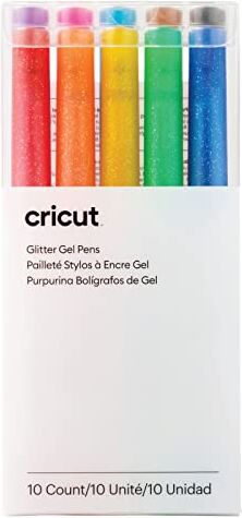 Cricut Penne 10CT Set di Penna Gel Glitter   Arcobaleno   Punto fine 0,8 mm   10 Pack   da Utilizzare, Multi, Explore & Maker, 10 unità