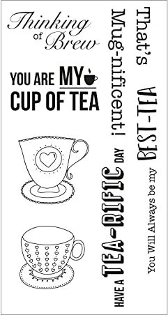 Sizzix Set di timbri Trasparenti 7PK Tea-rific di Jennifer Ogborn      Capitolo 4 2022 Stamps, Grey, One Size