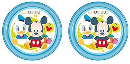 ALMACENESADAN 4734, confezione Disney Mickey Mouse; composto da 2 piatti riutilizzabili per compleanno, mettere snack o uso quotidiano, diametro 18,5 cm; prodotto riutilizzabile, senza BPA