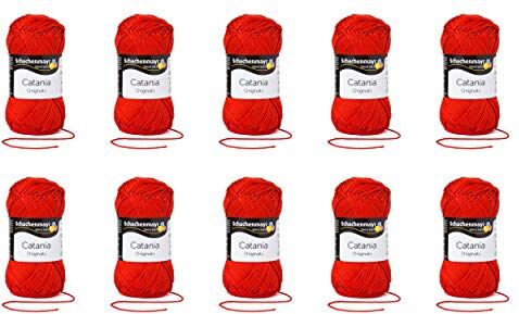 Schachenmayr Sparset Catania Lana con Ciondolo a Forma di Cuore in Splendidi Colori, Cotone, Rosso Brillante, 50 g