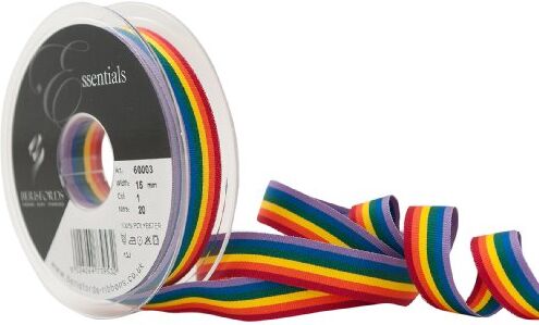 Berisfords Nastro Righe Arcobaleno 15 mm, Multicolore