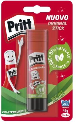 Pritt Colla Stick 1 X 43 gr, Colla per Bambini Sicura e Affidabile, Colla  per Lavoretti e Fai da te, con una Tenuta Forte per Uso Scuola e Ufficio, 1 Stick X 43 gr