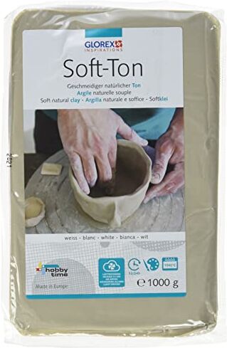 Glorex GmbH Soft TON Terracotta, 1000 g, indurente all'Aria o al Calore, Argilla, Bianco