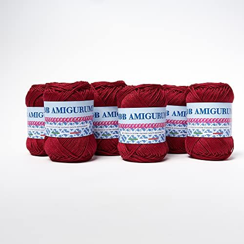 B.B.B. FILATI Amigurumi Gomitolo filato puro cotone morbidissimo adatto per creare bambole e pupazzi lavabile in lavatrice per Ferri/Uncinetto: 3 4 Bordeaux 286 6pz 300 gr