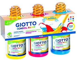 Giotto School paint Set Da 3 Flaconi Di Tempera Pronta, Colori Primari