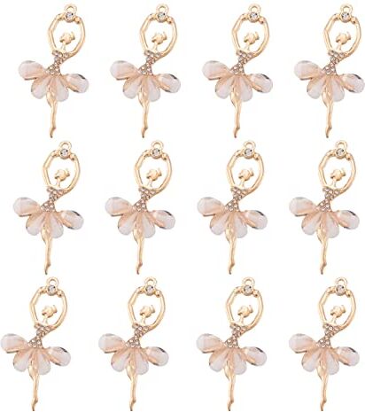 PH PandaHall Ciondoli in lega di cristallo Ballerina Ballerina Charms con resina e strass per braccialetti fai da te collana portachiavi, resina + strass