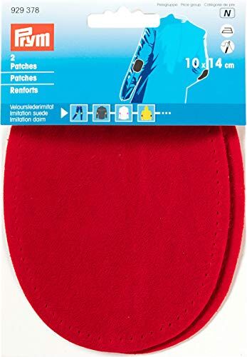 Prym 929378-Toppa termoadesiva in Finta Pelle Scamosciata, 10 x 14 cm, Colore: Rosso, 14 x 10 cm, Rot, 2 Stück