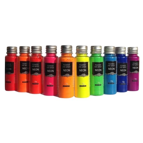 Resin Pro Pigmenti Neon Kit di Pigmenti Stupefacenti Misti, Compatibili con Resine Epossidiche, Poliuretaniche, Acrilici, Vernici, Creazioni Artistiche, Decoupage Multicolore, 10 x 10 gr