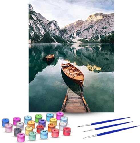 Rubye ® Dipingere con i Numeri (Lago e Montagne) Pittura di Numero Kit – Per Adulti e Bambini 40 cm x 50 cm [Con Cornice]