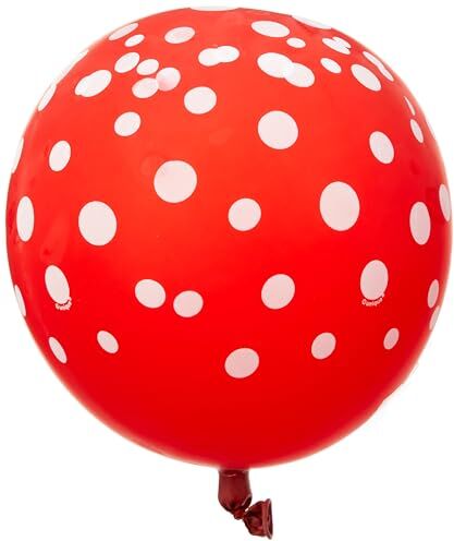 Unique - Dots Printed Lattice Baloons Spot Palloncini per Feste in Set da 6, Rosso (Red), Confezione da 6,