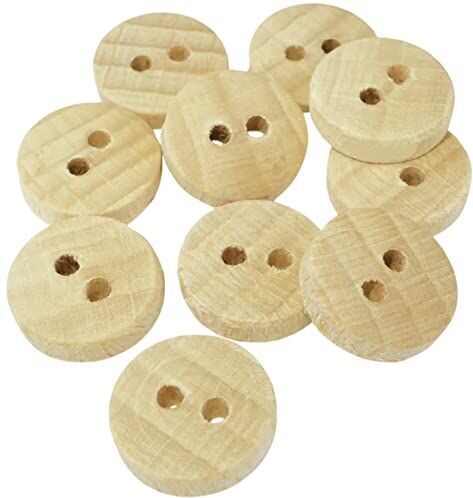 Aerzetix C57103 Set di 10 Bottoni per cucire rotondi in legno Ø11.5x3mm con 2 fori 18L L18 colore naturale apertura 2mm per merceria artigianato cucito abbigliamento decorazione