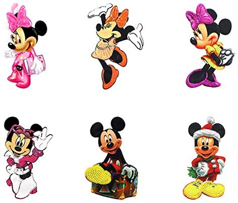 Forninc 6 Pezzi Minnie Mickey Patch Termoadesive,Toppe per Vestiti,toppe per pantaloni bambini,toppa termoadesiva per tessuti,Fai da Te Patch Distintivo Cucito Patch per Giacche toppe tessuto jeans.