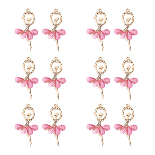 PH PandaHall Ciondoli in lega di cristallo Ballerina Ballerina Charms con resina e strass per braccialetti fai da te collana portachiavi, resina + strass