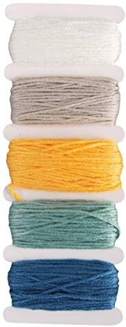 Rayher Filo Di Cotone Stitch And Knot, 5 Colori 10M Ciascuno/50M, Set Di Fili per Punto Croce, per Ricamo, Filo per Annodare, Filo per Nastri Dell'Amicizia, Multicolore (Pastello)