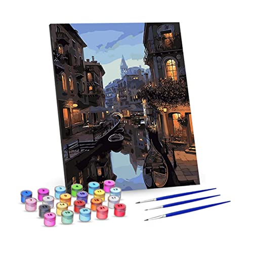 Rubye ® Dipingere con i Numeri (Venezia) Pittura di Numero Kit – Per Adulti e Bambini 40 cm x 50 cm [Senza Cornice]