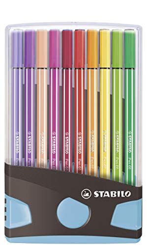 Stabilo Pennarello Premium  Pen 68 Colorparade Astuccio Desk-Set da 20 antracite/azzurro 20 colori assortiti