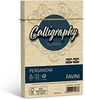 Favini Calligraphy Pergamena Liscio, 25 Pezzi, 12 x 18 cm, crema