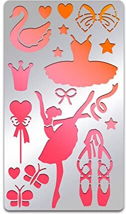 BENECREAT Stencil per balletto, 17,5 x 10 cm, ballerino da 4 pollici, modello per disegnare, scarpe da balletto, in acciaio inox, per fai da te, scrapbooking