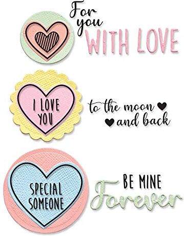 Sizzix Framelits  Fustella con timbri motivo cuori di Olivia Rose confezione da 8