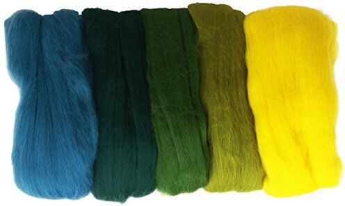 Rayher , , Lana Merino Pettinata, 18 Mic, 5 Colori da 10 G Ciascuno, Verde/Giallo