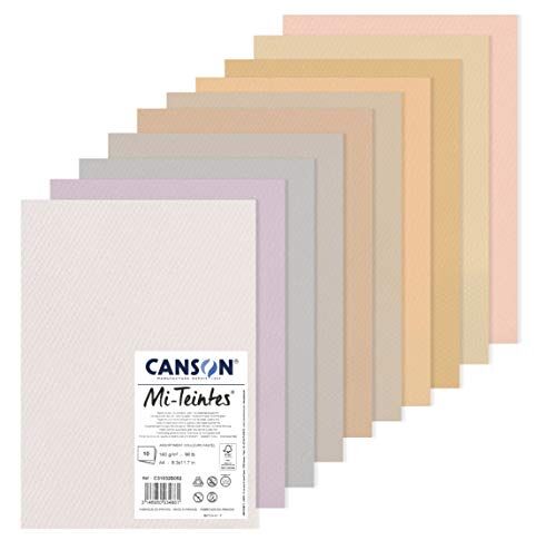 Canson Carta Mi-Teintes (Nido-api), Confezione da 10 fogli A4, 160 g/m², colori pastello