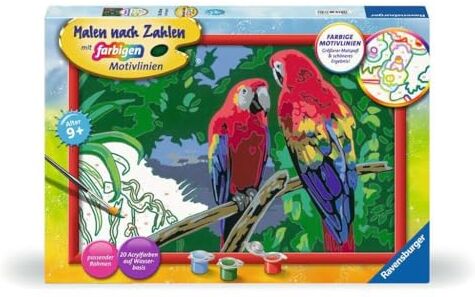 Ravensburger Malen Nach Zahlen 23770-Dipappagalli Colorati, Bambini dai 9 Anni in su, 23770