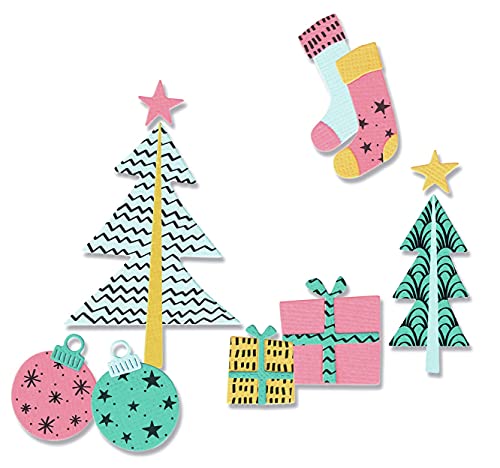 Sizzix Set di fustelle  Christmas Framelits e timbri Groovy Christmas