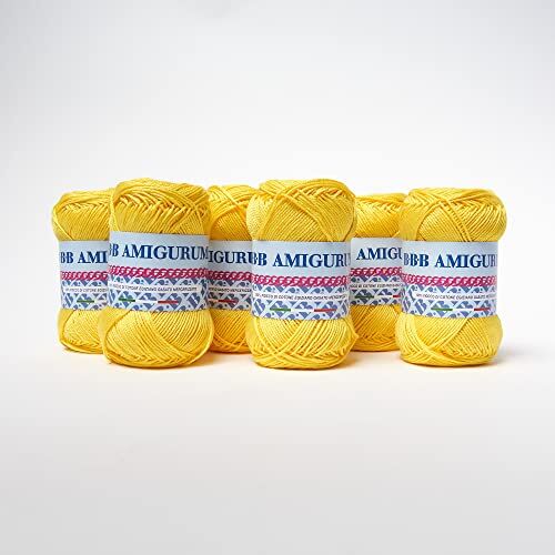 B.B.B. FILATI Amigurumi Gomitolo filato puro cotone morbidissimo adatto per creare bambole e pupazzi lavabile in lavatrice per Ferri/Uncinetto: 3 4 Giallo 1167 6pz 300 gr