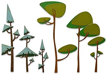 Sizzix Fustella Thinlits motivo: alberi funky di Tim Holtz confezione da 6