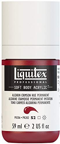 LIQUITEX Vernice acrilica professionale Soft Body consistenza ricca e opaca, altamente pigmentata, resistente alla luce e all'invecchiamento, 59 ml Alizarina carminio permanente imit