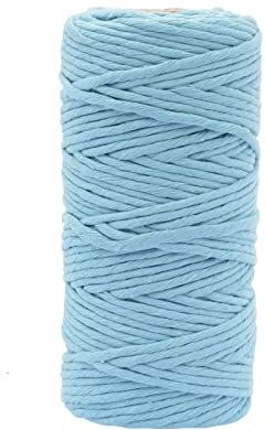 Creative Filato macramè Blu Acqua, 100 m, 100% Cotone, Disponibile in Diversi Colori, Decorazioni Fai da Te, Come fioriera, arazzo da Parete, portacandela, acchiappasogni, Azzurro, 3 mm x 100m