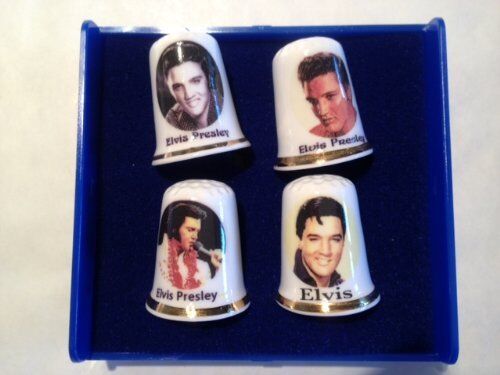 Finsbury China Elvis Presley The King Set di 4 ditali da collezione in porcellana fine, prodotto in Stoke-on-Trent