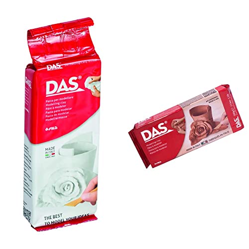 DAS F348100 Pasta per Modellare, 250 g, Bianco & Terracotta, Pasta per modellare, 500 grammi