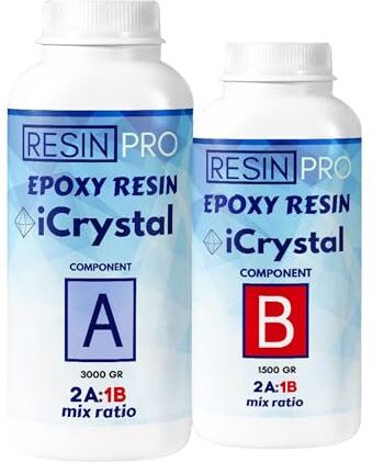 Resin Pro RESINA EPOSSIDICA ICRYSTAL – 6 KG: Ideale per la creazione di gioielli, River Table e Creazioni Artistiche Certificata Atossica Assitenza Tecnica in Italiano – 100% Made in Italy