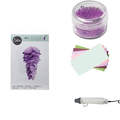 Sizzix 3-D Flower Sculting Bundle, Fustelle Glicine Bigz, Schiuma per Scolpire, Glitter Biodegradabile e Strumento Termico