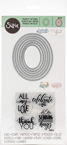 Sizzix Framelits Set di 6 fustelle ovali con timbri