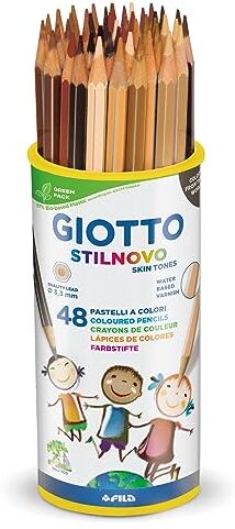 Giotto Stilnovo Barattolo di pastelli in tinta color carne, 12 x 4 colori, 48 pezzi