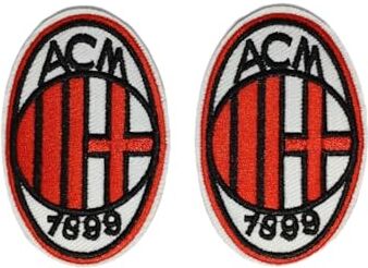 Generic Patch Scudo Squadra Di Calcio, Da Stirare o Cucire, 2 Unità Termoadesive da 7 cm x 5 cm, Ricamato, Milan