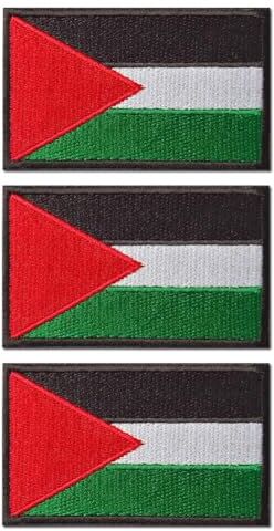 Generic 3 toppe ricamate con bandiera della Palestina, 8 x 5,1 cm, da applicare con ferro da stiro/cucire, toppe ricamate su vestiti, toppe palestinesi, applique fai da te su cappello di stoffa