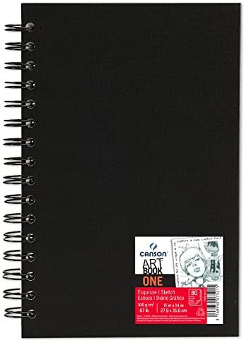 Canson Artbook One Hardbound Sketchbook incl. 98 fogli di carta da disegno, 100 g/m² Spiralato 80 fogli 27.9x35.6cm White