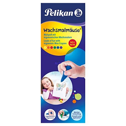 Pelikan – Pastelli a cera a forma di topo in set regalo, 6 pezzi colorati, assortiti.